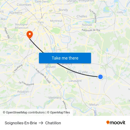 Soignolles-En-Brie to Chatillon map