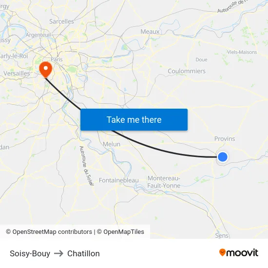 Soisy-Bouy to Chatillon map