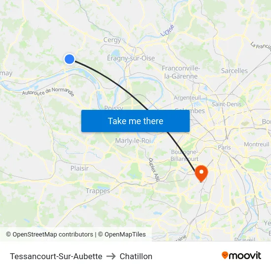 Tessancourt-Sur-Aubette to Chatillon map