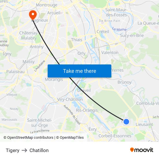 Tigery to Chatillon map