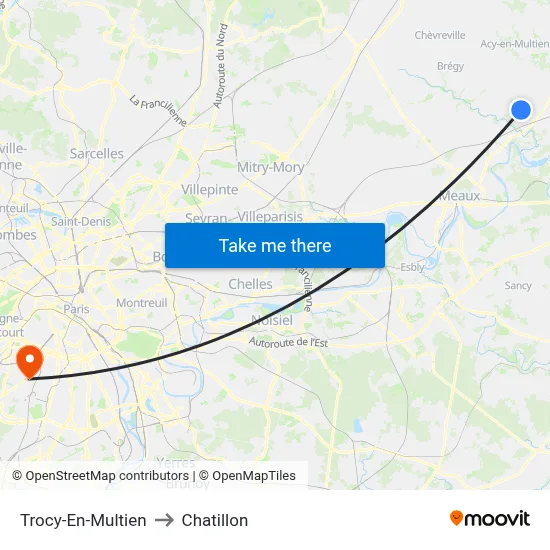 Trocy-En-Multien to Chatillon map