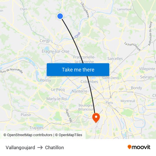 Vallangoujard to Chatillon map