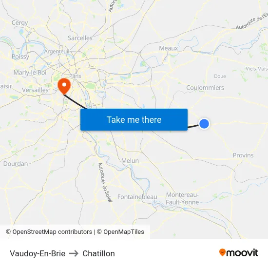 Vaudoy-En-Brie to Chatillon map