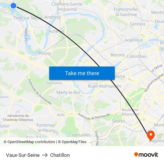 Vaux-Sur-Seine to Chatillon map