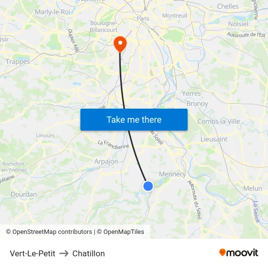 Vert-Le-Petit to Chatillon map