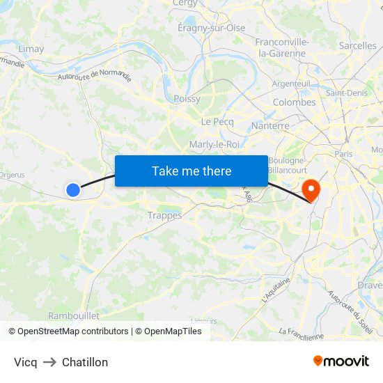 Vicq to Chatillon map