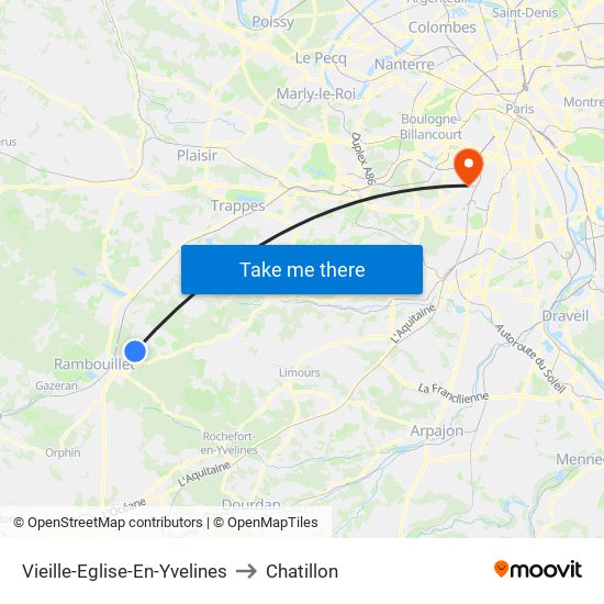 Vieille-Eglise-En-Yvelines to Chatillon map