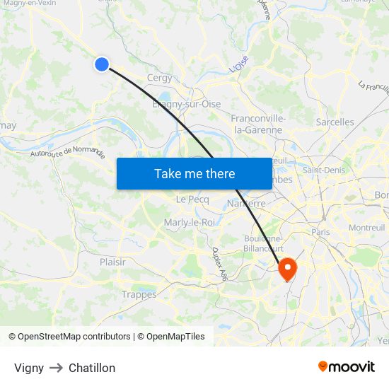 Vigny to Vigny map