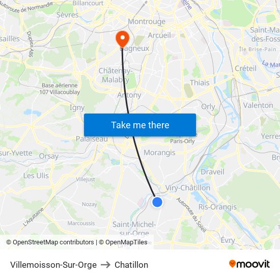 Villemoisson-Sur-Orge to Chatillon map