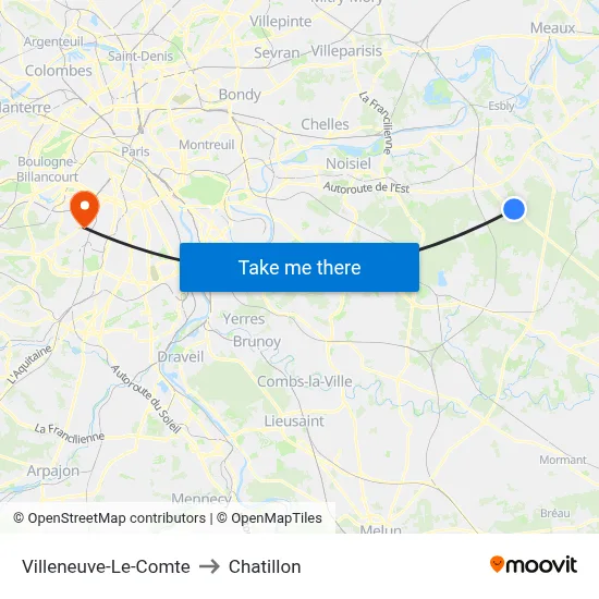 Villeneuve-Le-Comte to Chatillon map