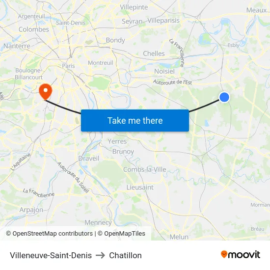 Villeneuve-Saint-Denis to Chatillon map