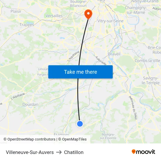 Villeneuve-Sur-Auvers to Chatillon map