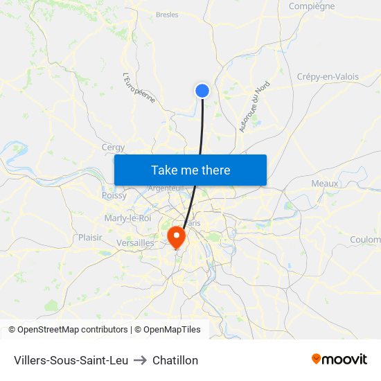 Villers-Sous-Saint-Leu to Chatillon map