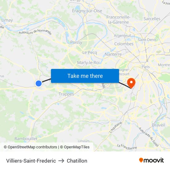 Villiers-Saint-Frederic to Chatillon map