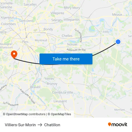 Villiers-Sur-Morin to Chatillon map