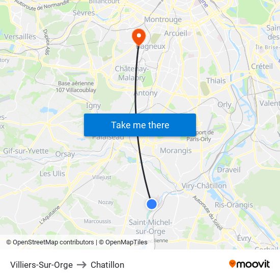 Villiers-Sur-Orge to Chatillon map