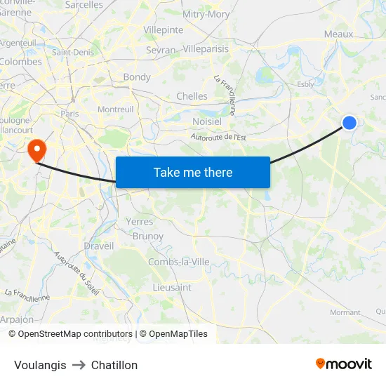 Voulangis to Chatillon map