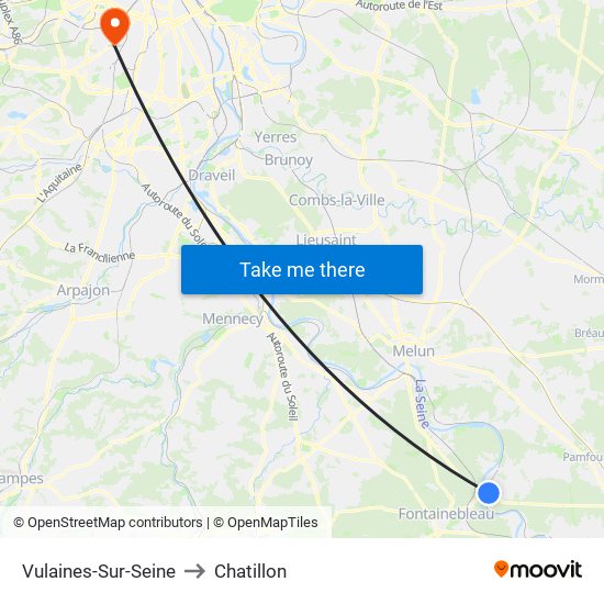 Vulaines-Sur-Seine to Chatillon map