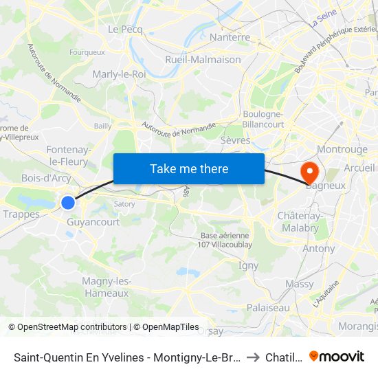 Saint-Quentin En Yvelines - Montigny-Le-Bretonneux to Chatillon map