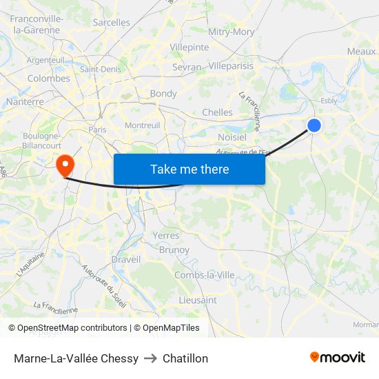 Marne-La-Vallée Chessy to Chatillon map