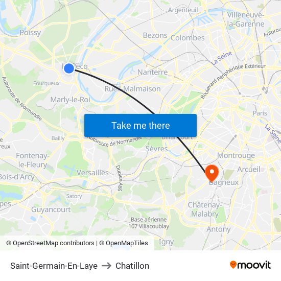 Saint-Germain-En-Laye to Chatillon map