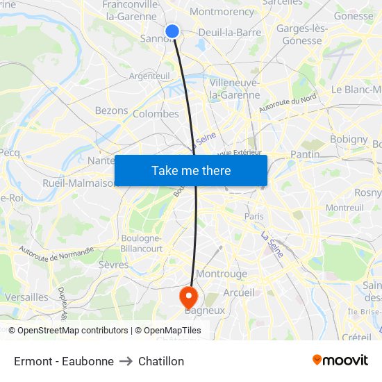 Ermont - Eaubonne to Chatillon map