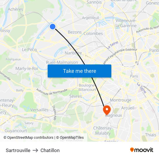 Sartrouville to Chatillon map