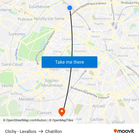 Clichy - Levallois to Chatillon map