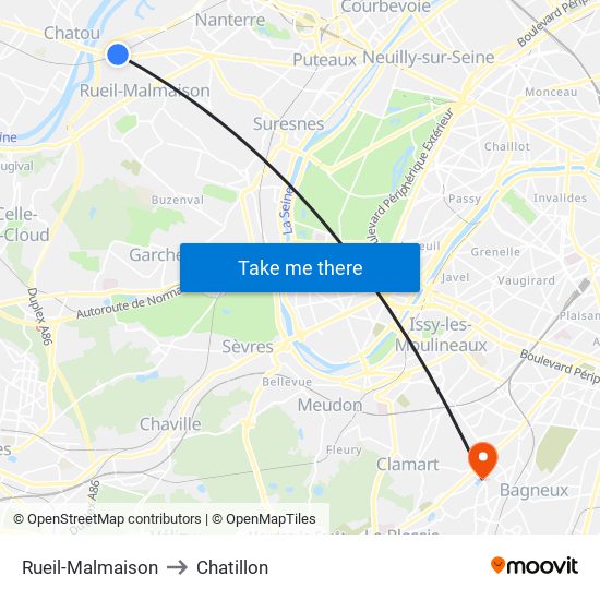 Rueil-Malmaison to Chatillon map