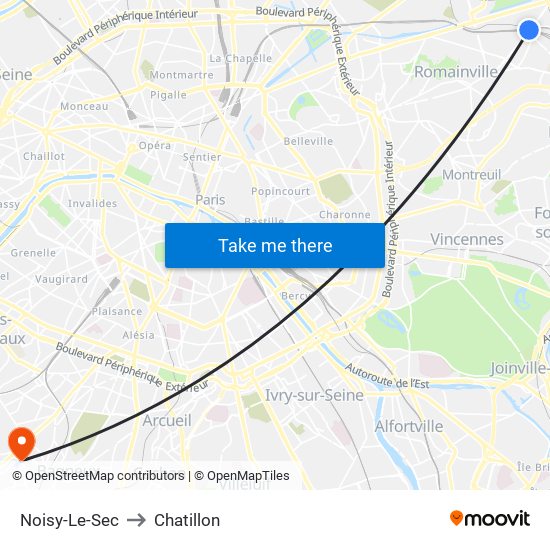 Noisy-Le-Sec to Chatillon map