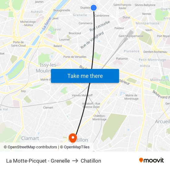 La Motte-Picquet - Grenelle to Chatillon map