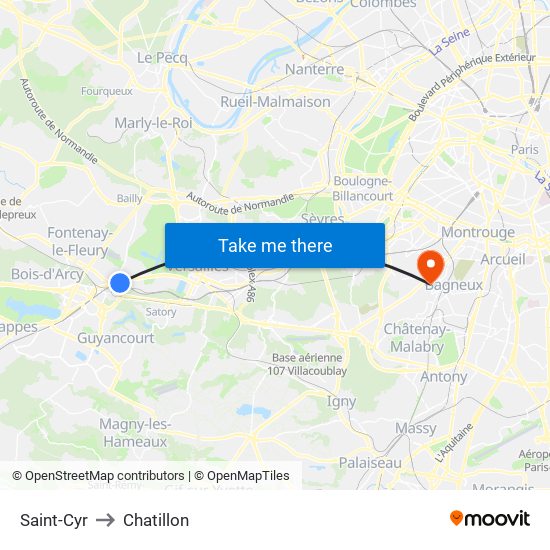 Saint-Cyr to Chatillon map