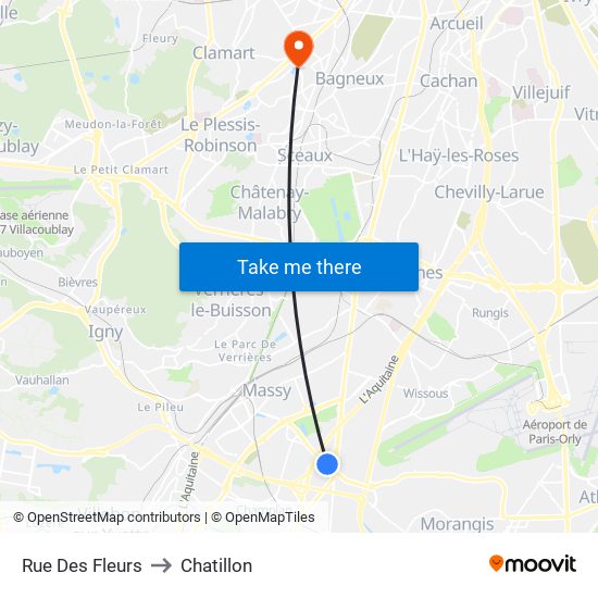 Rue Des Fleurs to Chatillon map
