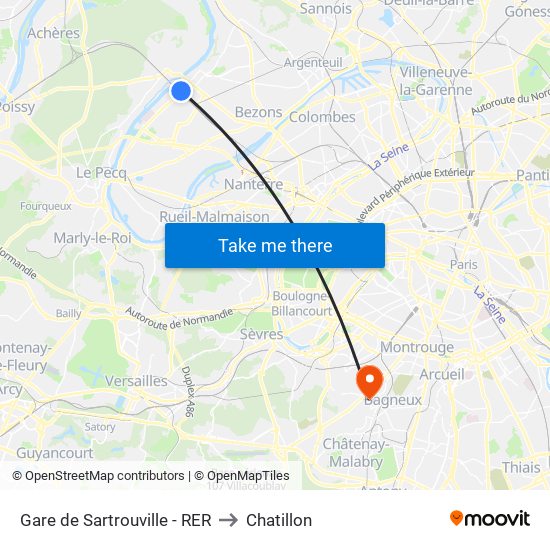 Gare de Sartrouville - RER to Chatillon map