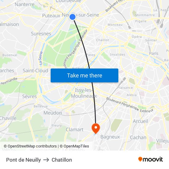 Pont de Neuilly to Chatillon map