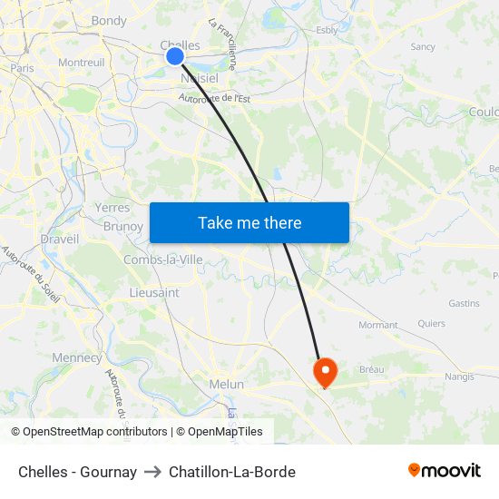 Chelles - Gournay to Chatillon-La-Borde map
