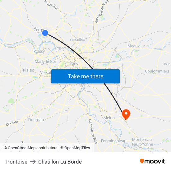 Pontoise to Chatillon-La-Borde map
