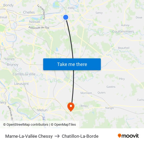 Marne-La-Vallée Chessy to Chatillon-La-Borde map