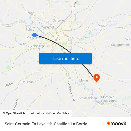 Saint-Germain-En-Laye to Chatillon-La-Borde map