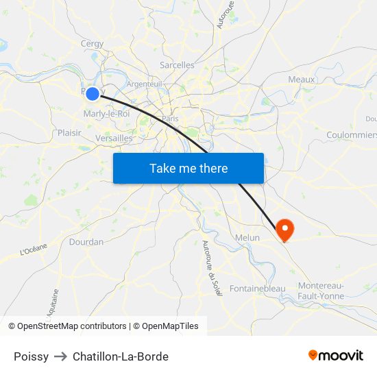 Poissy to Chatillon-La-Borde map