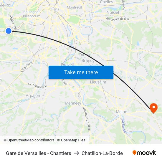 Gare de Versailles - Chantiers to Chatillon-La-Borde map
