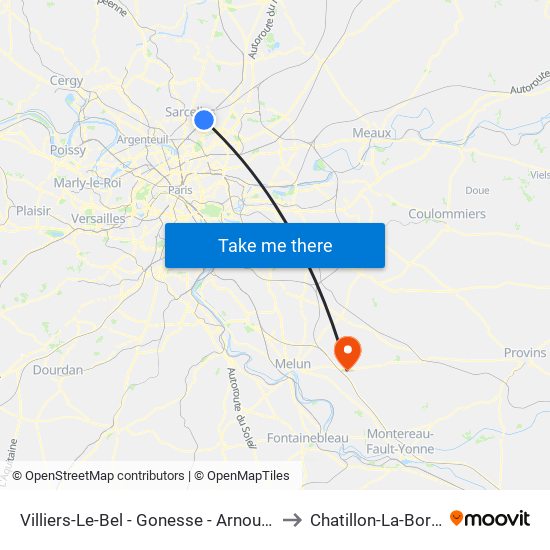 Villiers-Le-Bel - Gonesse - Arnouville to Chatillon-La-Borde map