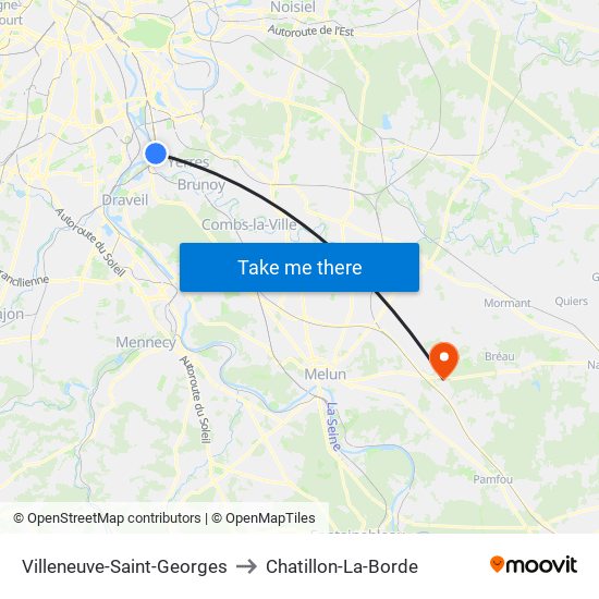 Villeneuve-Saint-Georges to Chatillon-La-Borde map