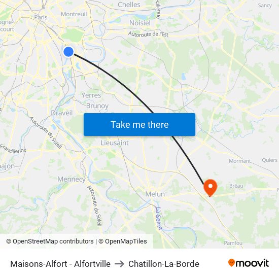 Maisons-Alfort - Alfortville to Chatillon-La-Borde map