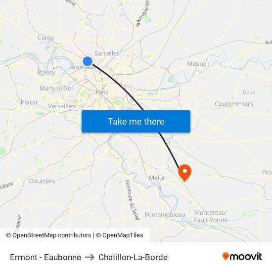 Ermont - Eaubonne to Chatillon-La-Borde map