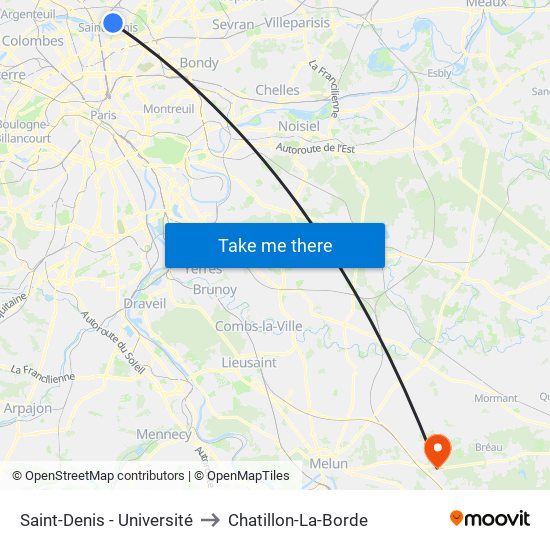 Saint-Denis - Université to Chatillon-La-Borde map