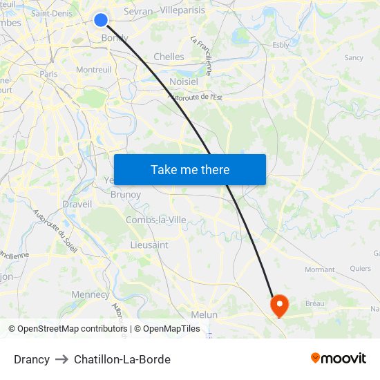 Drancy to Chatillon-La-Borde map