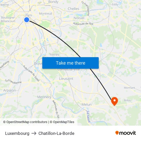 Luxembourg to Chatillon-La-Borde map