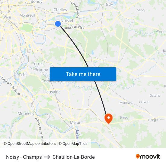 Noisy - Champs to Chatillon-La-Borde map