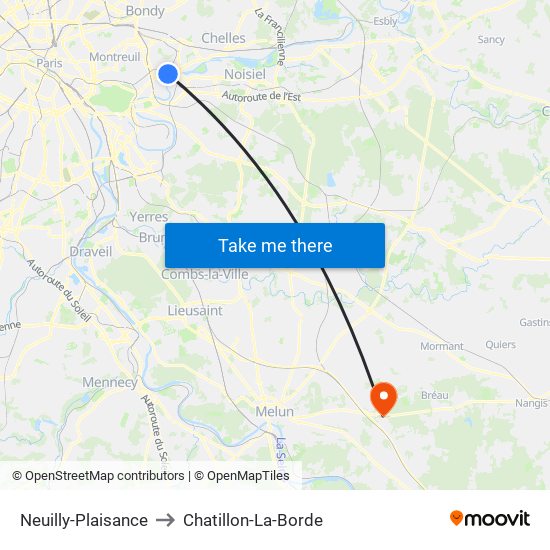Neuilly-Plaisance to Chatillon-La-Borde map